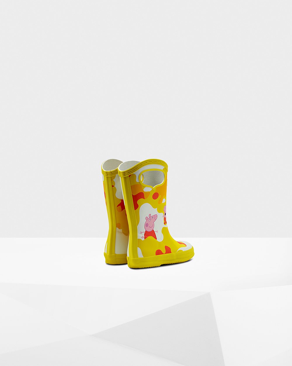 Kids Hunter Original First Peppa Pig Grab Handle | Rain Boots Yellow | NZ-95172-JSTI